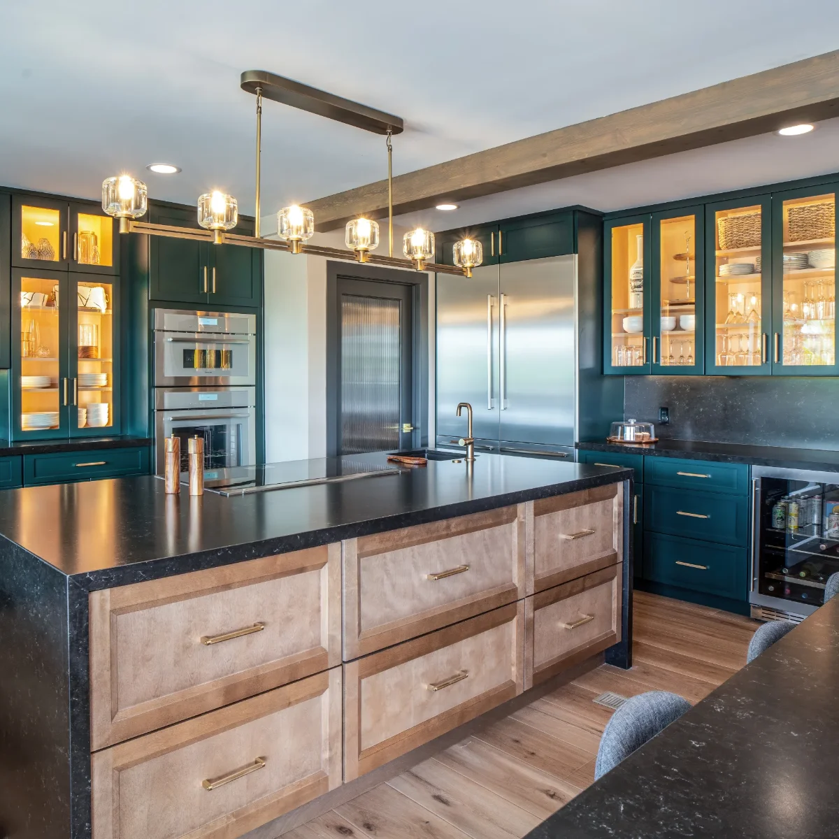 Deep Green Double Island Kitchen Project