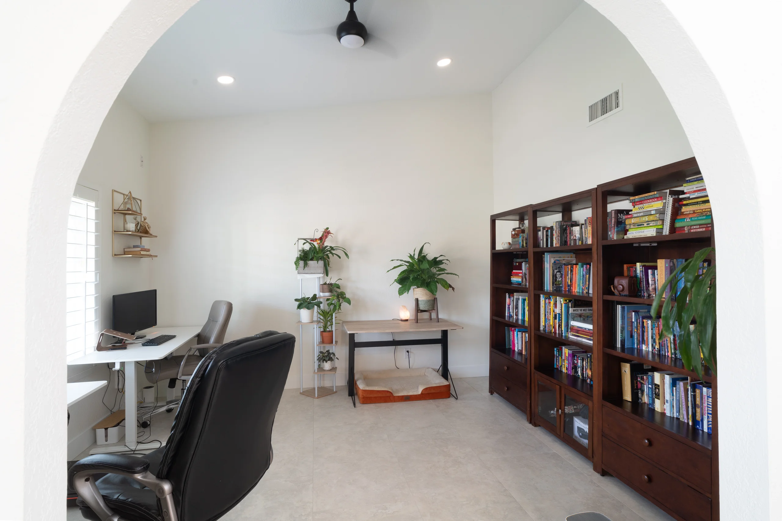 Modern home office with built-in storage