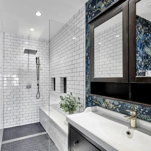 Elegant Floral Condo Bathroom