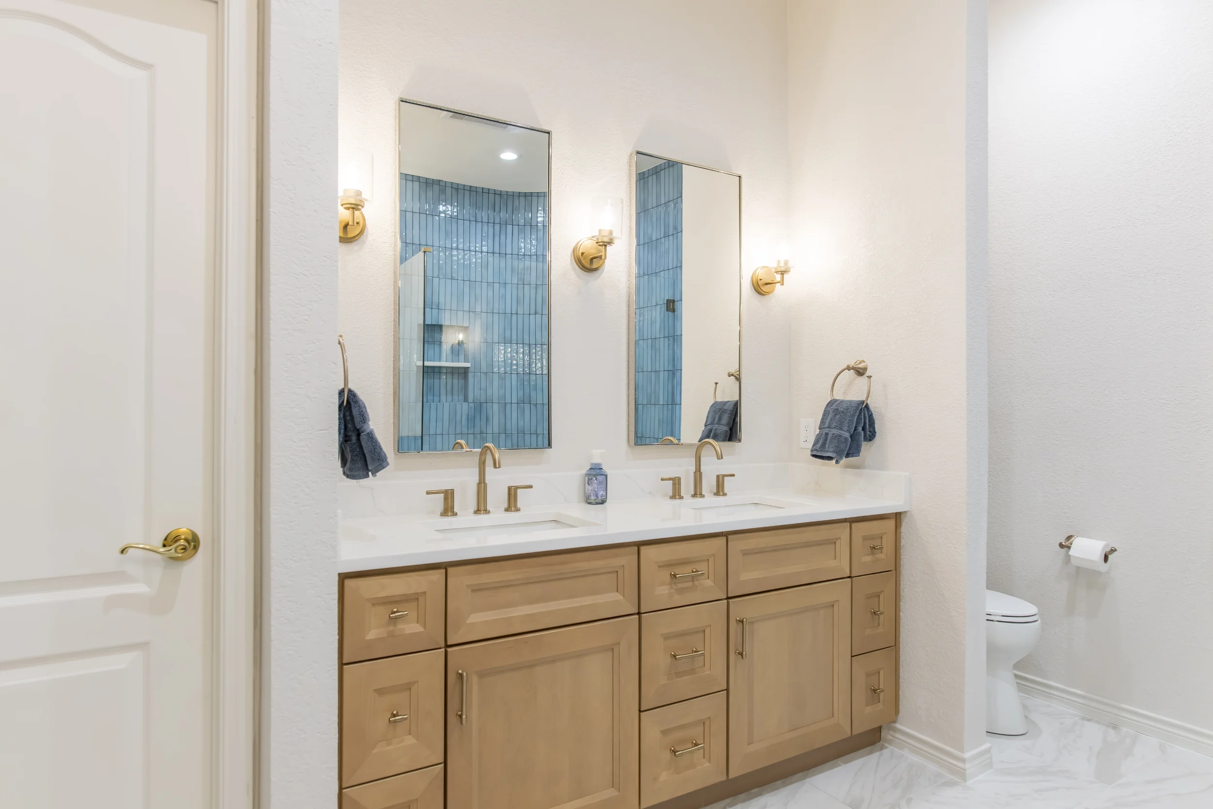 Double vanity and toilet