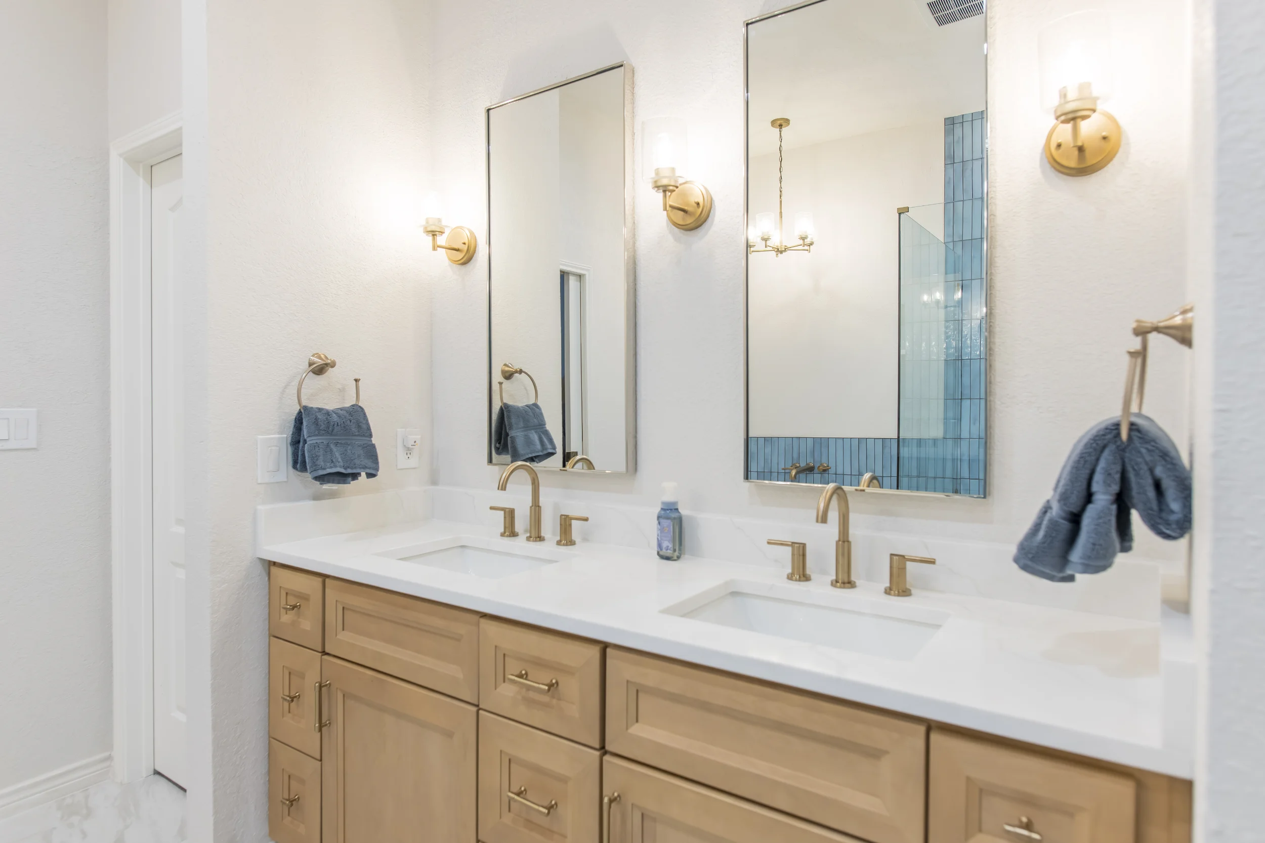 Natural oak double vanity