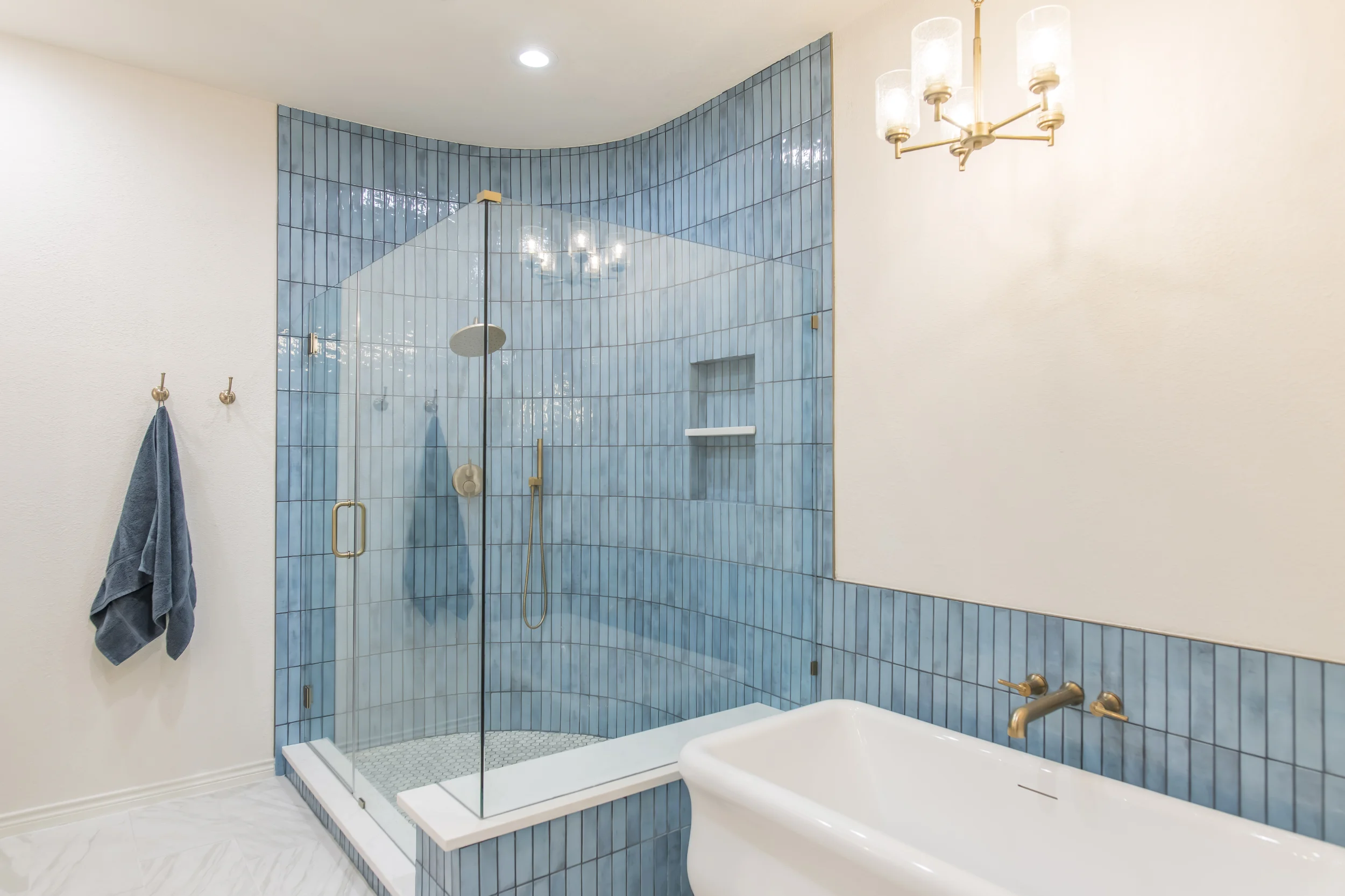 Walk-in shower and freestanding tub